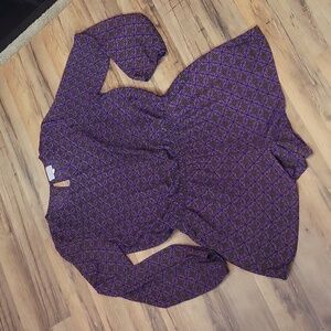 LUCCA COUTURE Purple Geometric Long Sleeve Open Back Romper